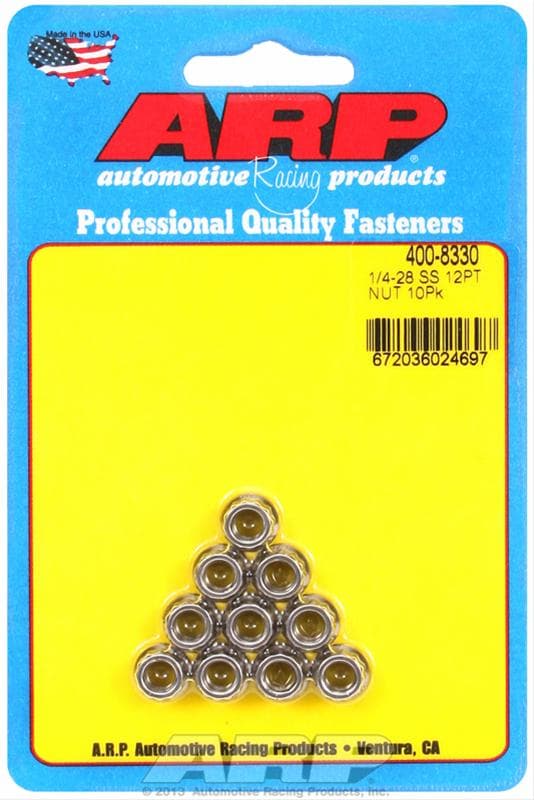 ARP 12-Point Nuts, 10 pack (1/4" · Stainless · Standard)