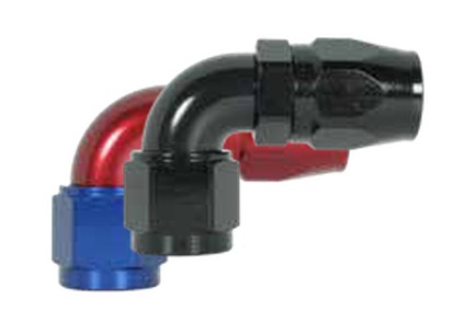 100 Series 90° Hose Ends -6 Red/Blue