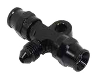 200 Series Hose End Tee with Male -3 Aluminium Black
