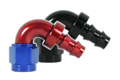 400 Series 120° Hose Ends -6 Red/Blue