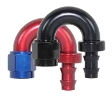 400 Series 180° Hose Ends -4 Red/Blue