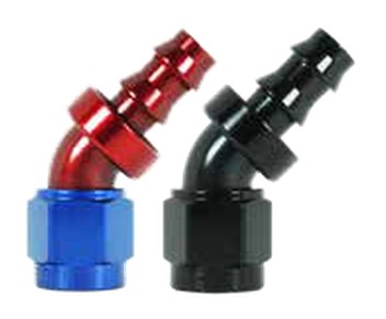 400 Series 45° Hose Ends -12 Red/Blue